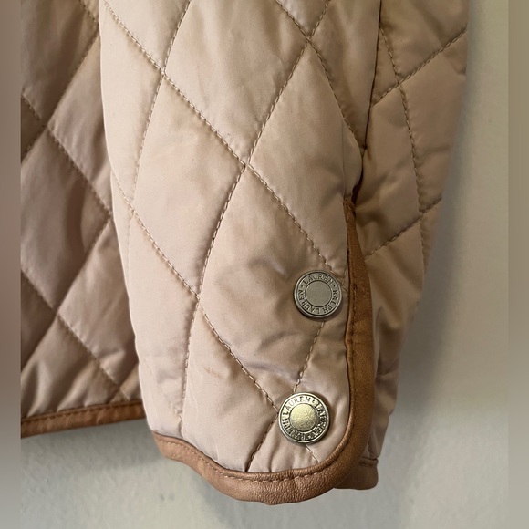Ralph Lauren Diamond Quilted Barn Jacket With Faux Leather Trim Oatmeal Size M - Picture 6 of 13
